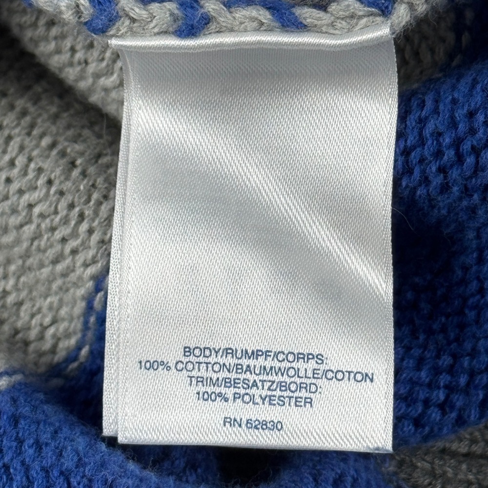 Lands End Boys Blue White Knit Sweater Sherpa Lined Collar Button Neck XL 18-20 - Picture 10 of 14
